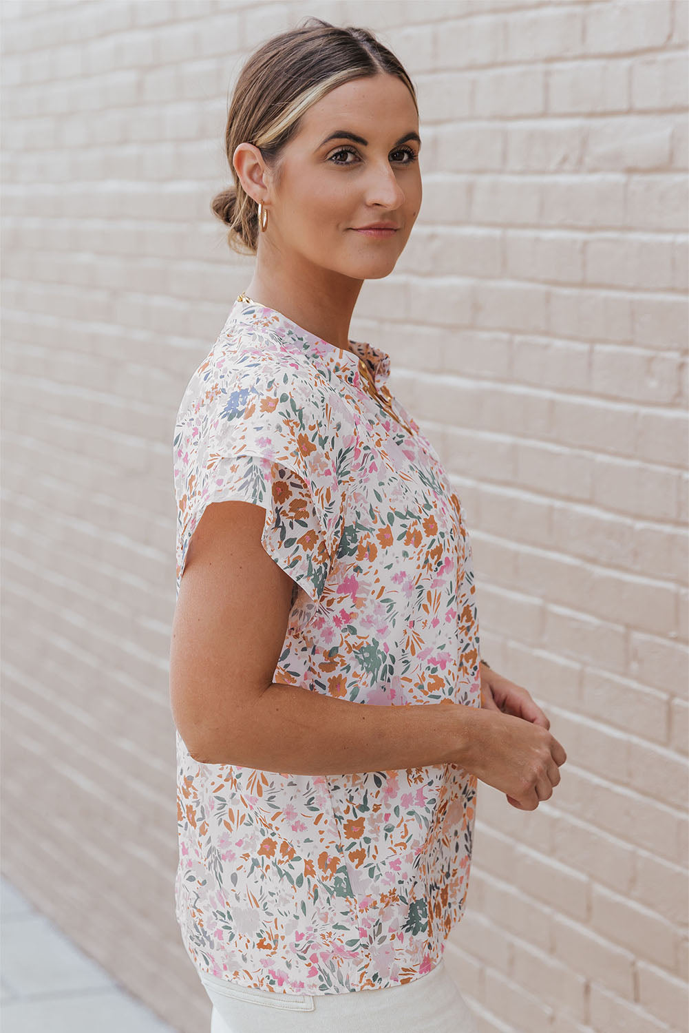 Lilian Floral Mandarin Collar Top-2