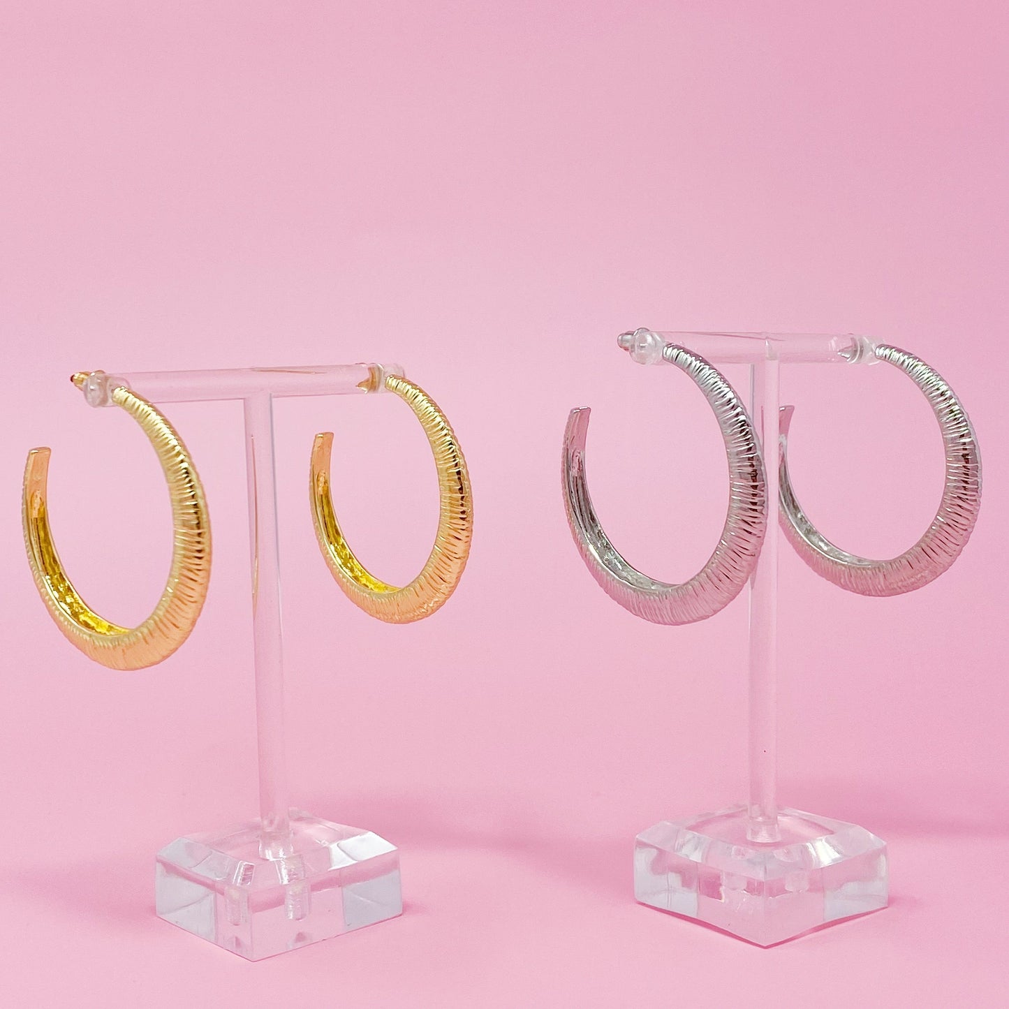 Textured Daily Hoop Earrings-3