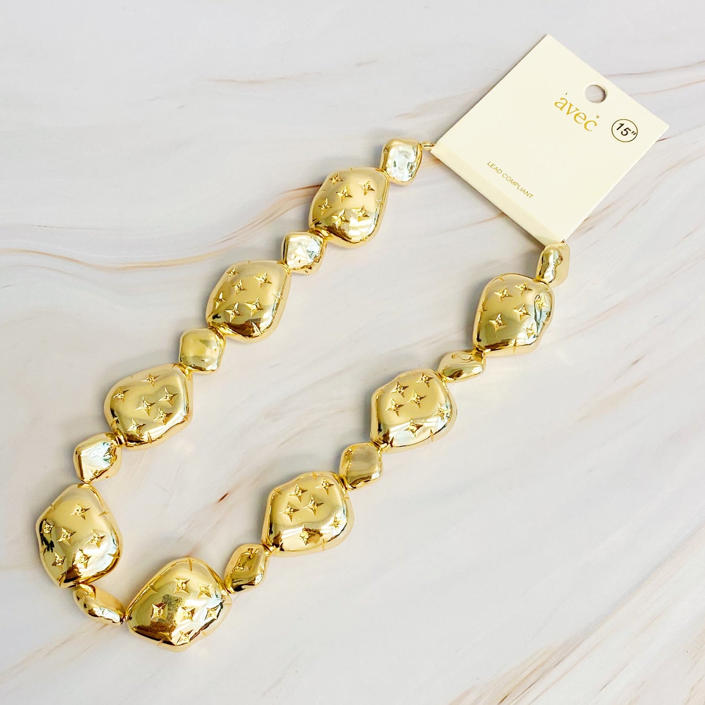 Starlight Golden Pebble Necklace-4