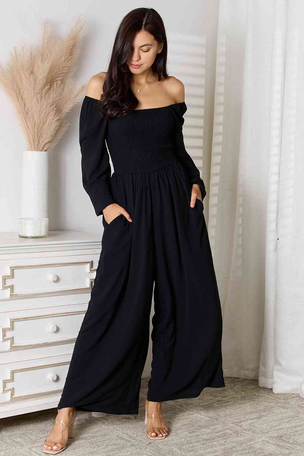 Double Take Square Neck Jumpsuit with Pockets-3