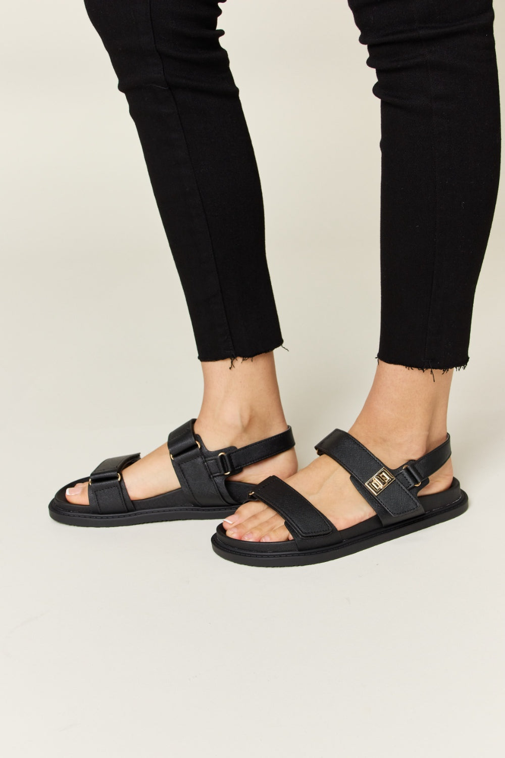 WILD DIVA Velcro Double Strap Slingback Sandals-4