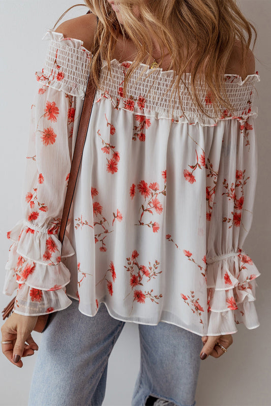 Catalina Off Shoulder Ruffled Sleeve Blouse-0