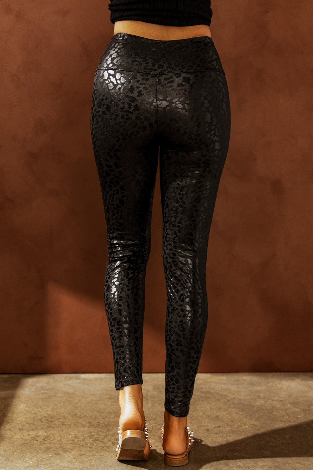 Adelaide Shiny Leopard Textured Leggings-1