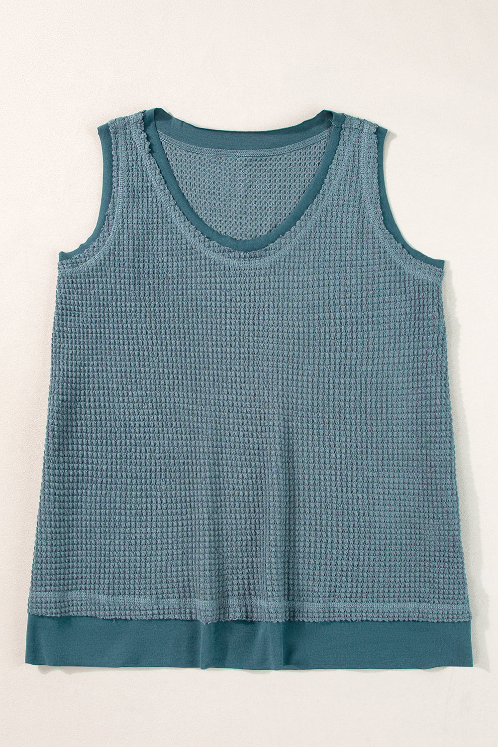 Birdie Scoop Neck Waffle Knit Flowy Tank-3