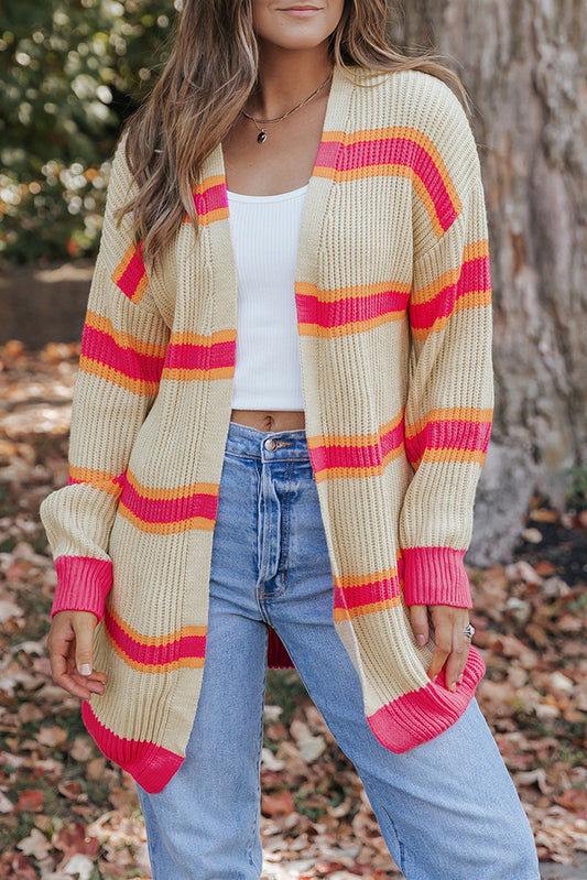 Josephine Stripe Long Knitted Cardigan-0