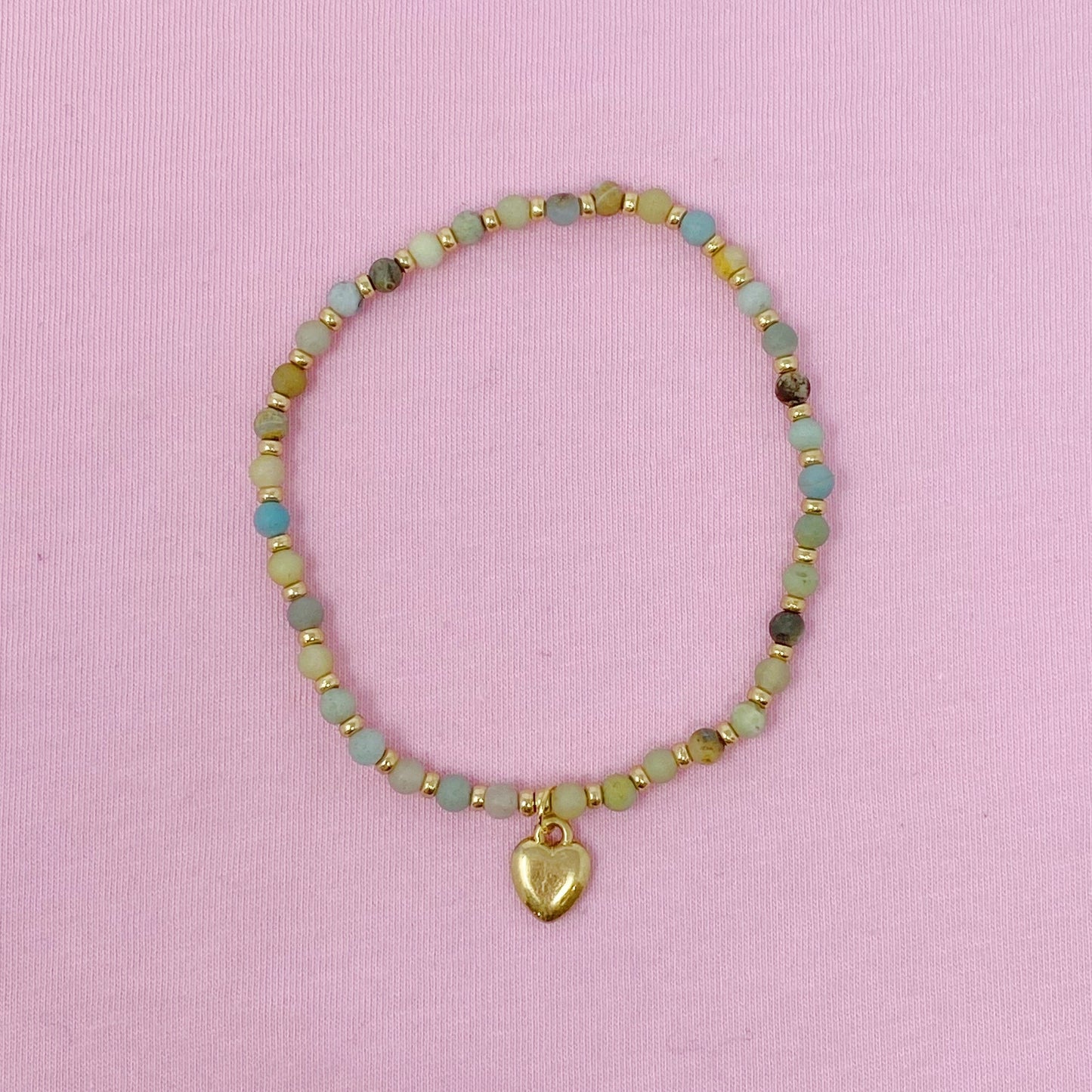 Stone Bead Heart Anklet-3