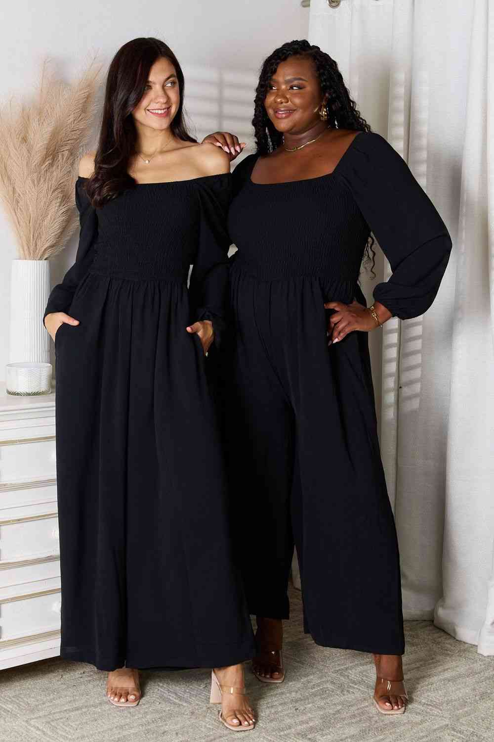 Double Take Square Neck Jumpsuit with Pockets-2