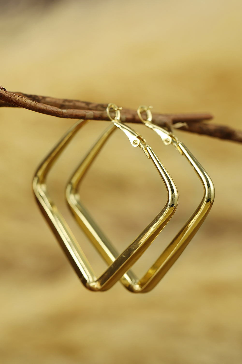 Gold Minimalist Square Hoop Earrings-1