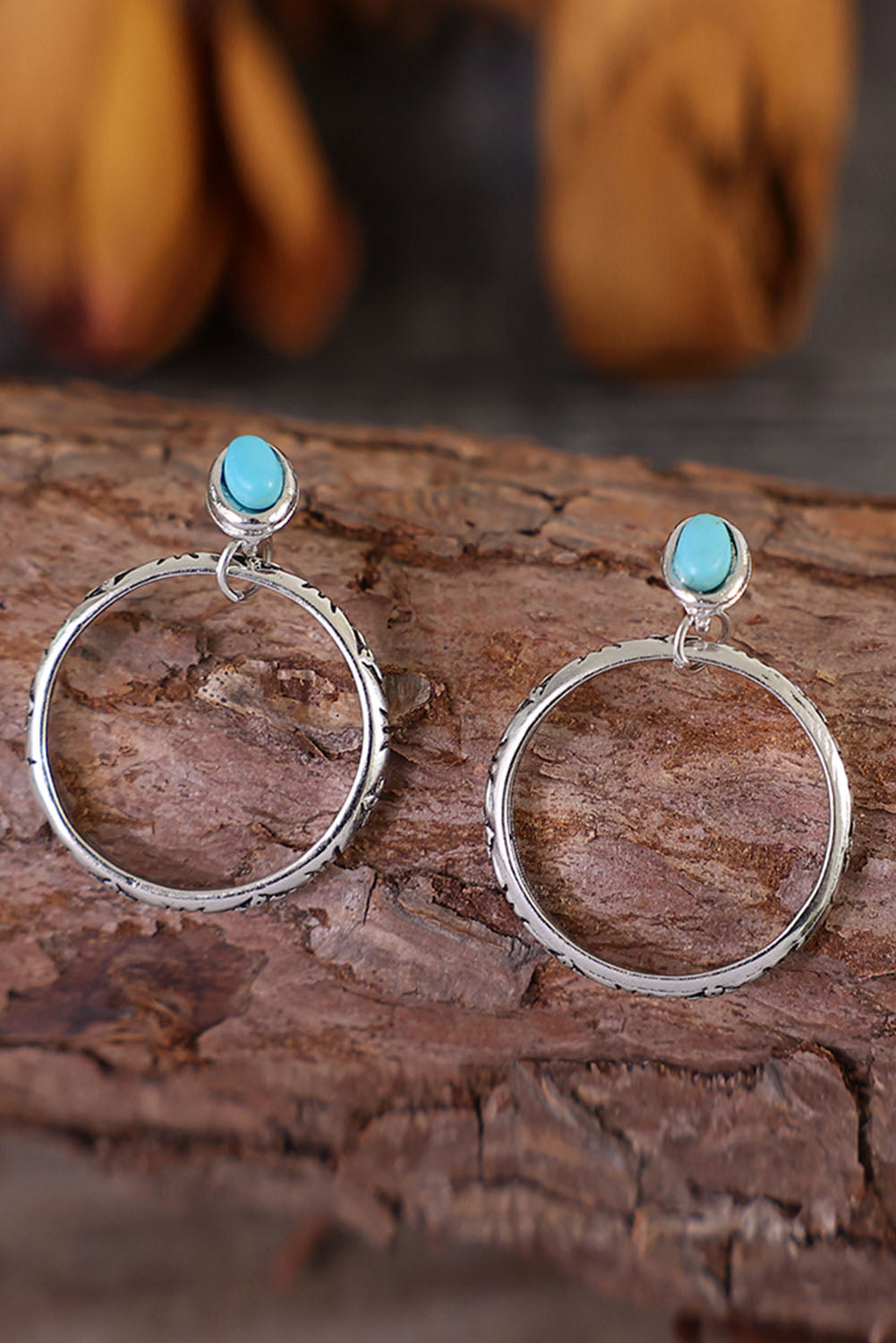 Bold Ring Turquoise Stud Earrings-1