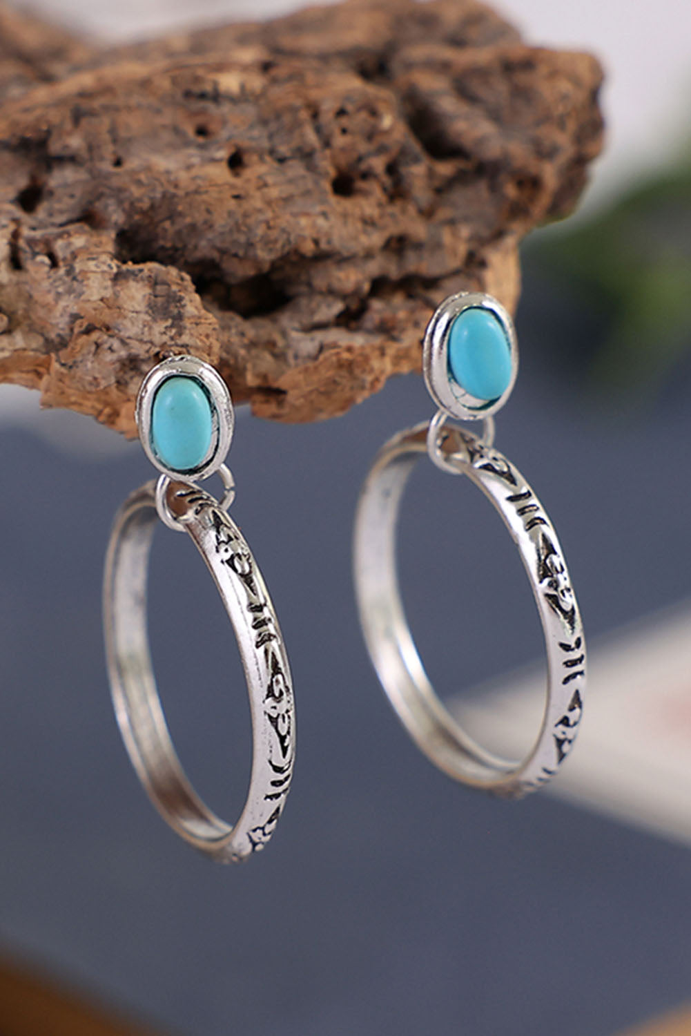 Bold Ring Turquoise Stud Earrings-2