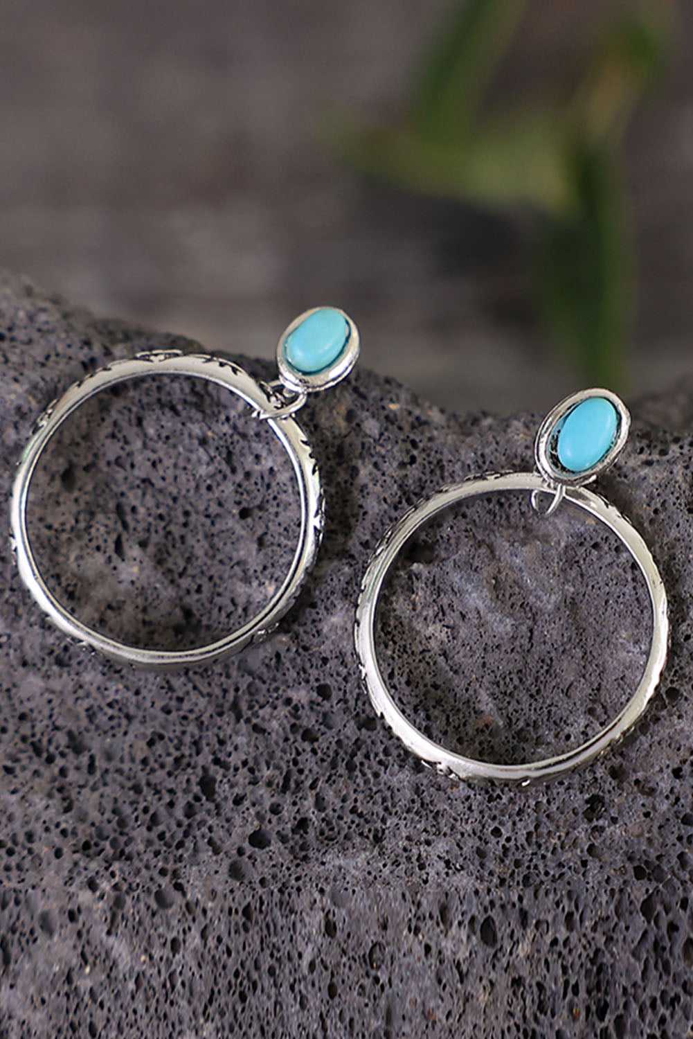 Bold Ring Turquoise Stud Earrings-3