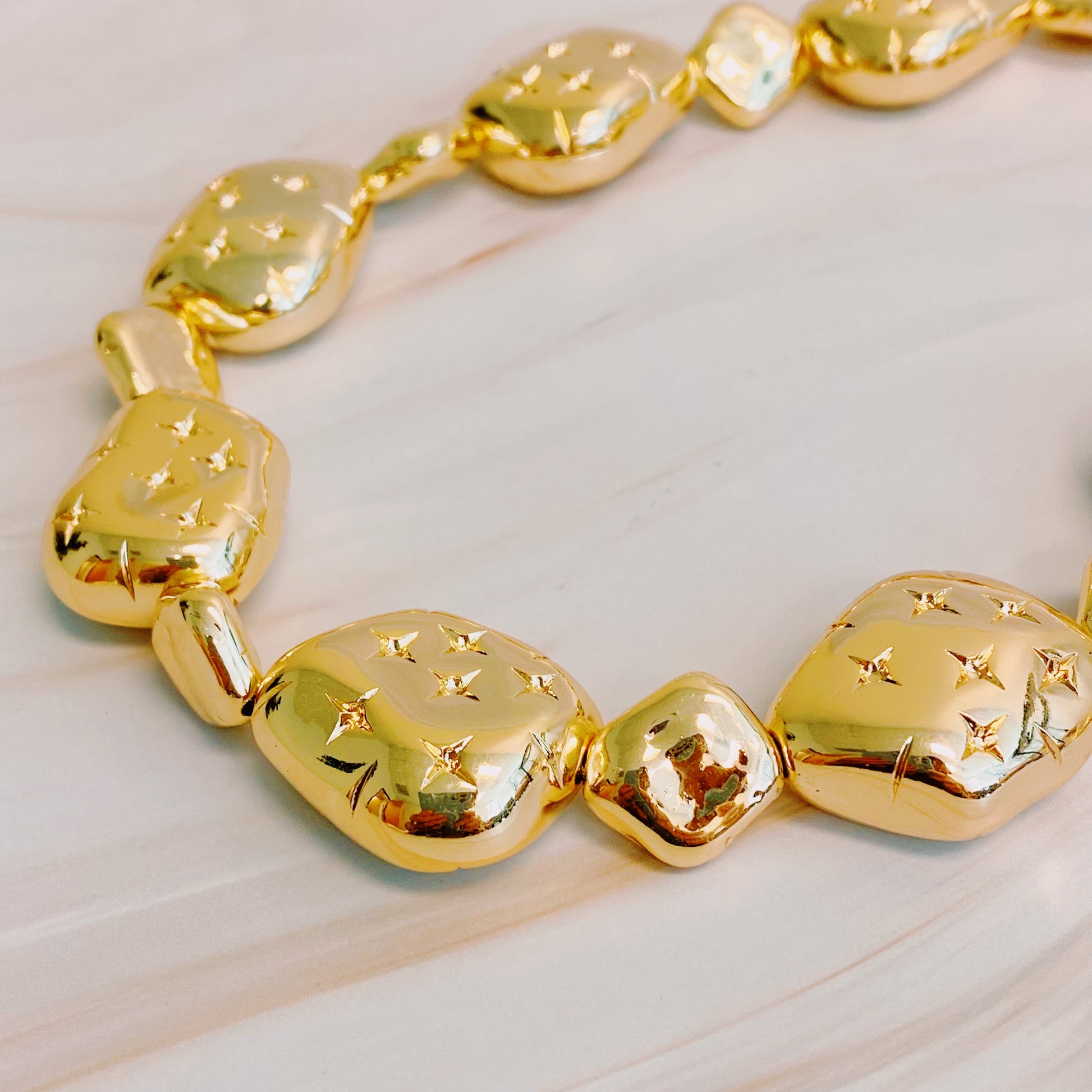 Starlight Golden Pebble Necklace-0