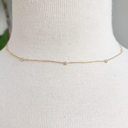 Dainty Bezeled Sparkle Necklace-0