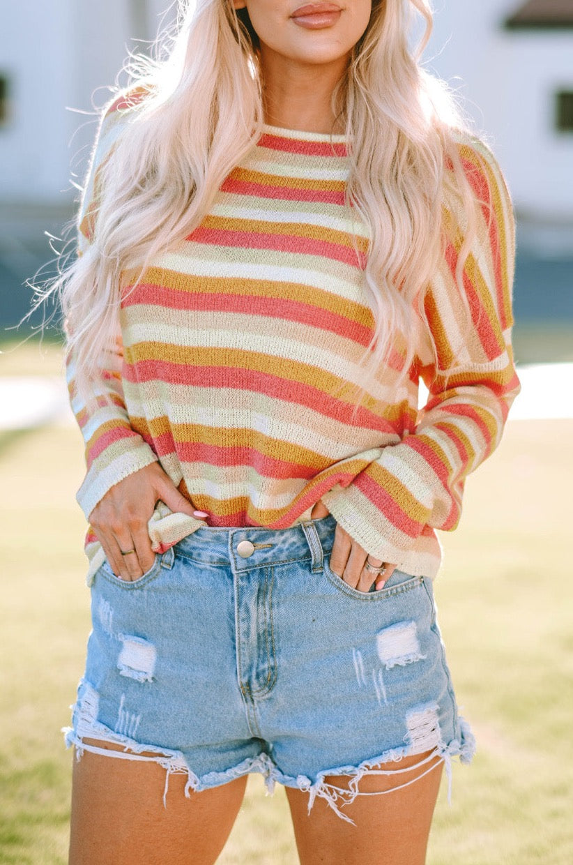 Harper Stripe Long Sleeve Knitted Sweater-0