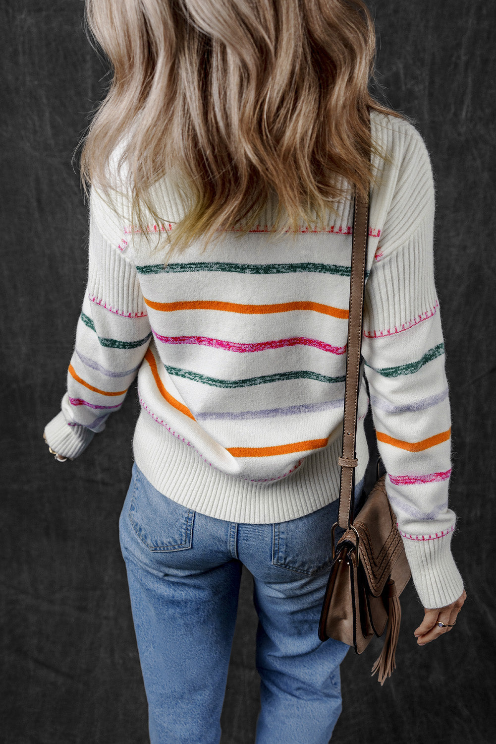 Sophia Striped Ribbed Trim Sweater-1