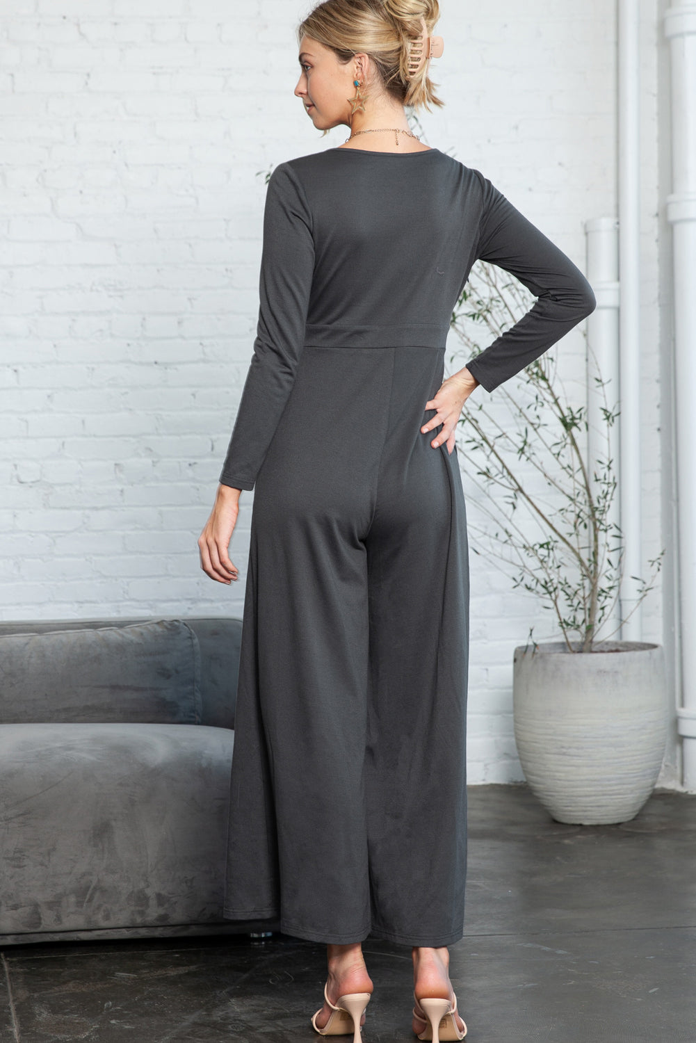 Trinity Button Long Sleeve Wide Leg Jumpsuit-1